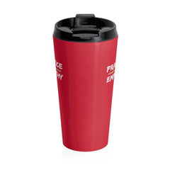Stainless Steel Travel Mug, Rainbow Logo, dark red-Mug-Practice Empathy
