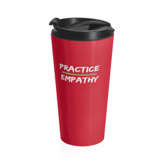 Stainless Steel Travel Mug, Rainbow Logo, dark red-Mug-Practice Empathy